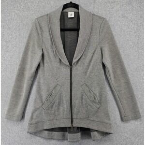 Cabi Drop Off Zip Back Blazer Women's XS Gray Pinstripe Career Chic Edgy Jacket